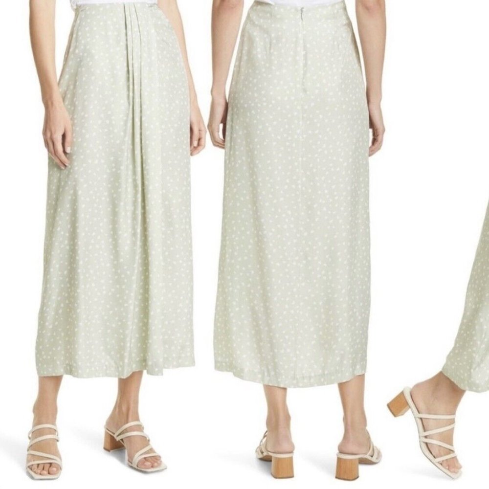 NWT Vince Silk Blend Pleated Slip Light Green Skirt Size 4